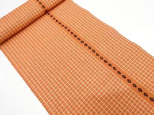 アンティーク　小格子に花模様織り出し　八寸帯地反物